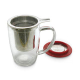 Blue NewLeaf Glass Tall Tea Mug with Infuser & Lid