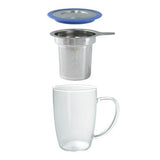 Blue NewLeaf Glass Tall Tea Mug with Infuser & Lid